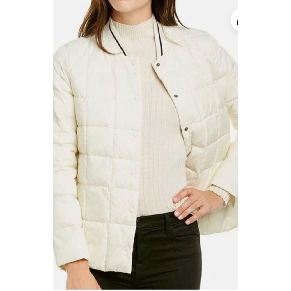 Trina Turk Lightweight Cream Puffer Jacket, Medium